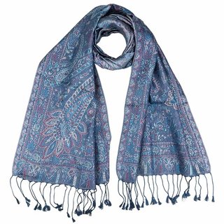 Schal PAISLEY navy-raspberry 165x35cm, Seide