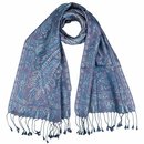 Schal PAISLEY navy-raspberry 165x35cm, Seide