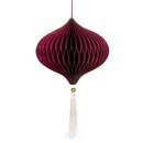 Papierdeko Origami 18cm ONION aubergine, Quaste