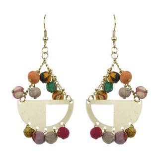 Ohrringe CRADLE, recycelter Sari-Stoff