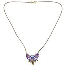 Halskette SAMIRA Halbmond blau-caramel, Fliese