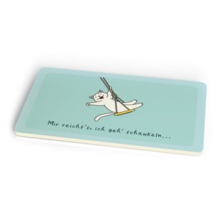 Fr&uuml;hst&uuml;cksbrettchen schaukelnde Katze 