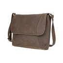Handtasche CURVED S Stonewash braun, Rindsleder