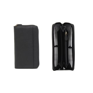 Rindsleder Geldb&ouml;rse "Big Zip" schwarz