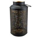 Laterne 10x20cm NET gerade schwarz-gold, Eisenblech
