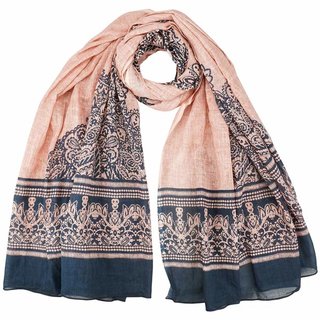 Schal LACE coral 180x100cm, Bio-Baumwolle