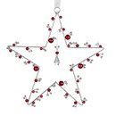 Perlendekoration STERN 17cm, rot-silber