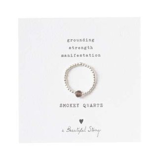 Sparkle SMOKEY QUARTZ Silver Ring S/M