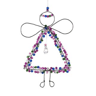 Perlendekoration ENGEL 13cm, fuchsia-blau