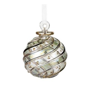 Glaskugel 6cm SUNA, transparent, grun-gold