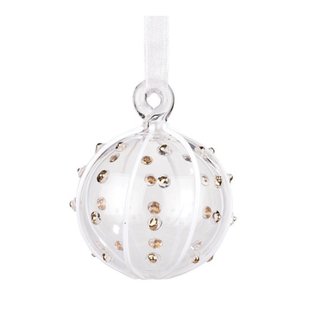 Glaskugel 4,5cm AMINA, transparent-gold-weis