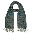 Schal PAISLEY mokka-blau 160x35cm Wolle