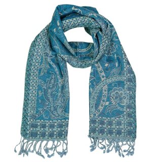 Schal PAISLEY blau 160x35cm Wolle