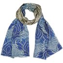 Schal ALHAMBRA blau-beige , Wolle-Seide