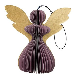 Baumschmuck Falt-Engel 7cm, lavendel-gold