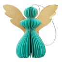 Baumschmuck Falt-Engel 7cm, turkis-gold