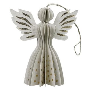 Baumschmuck Falt-Engel Seraphim, kiesel-gold