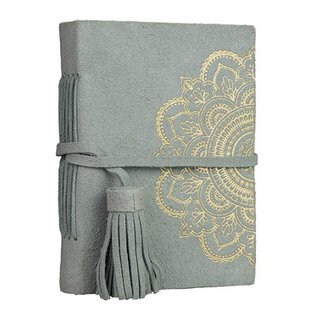 Notizbuch S DELIGHT 13x9cm steingrau, Rauleder