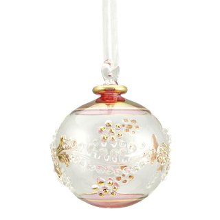 Glaskugel 6cm KHALIFA, transparent-magenta-gold