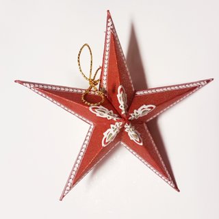 Dekostern rot mit wei&szlig;-gold Print