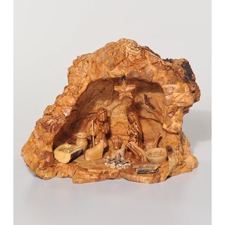 KRIPPE Olivenholz mit Rinde, Unikat ca. 30xH20cm