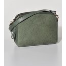 SCHULTERTASCHE gepr&auml;gt gr&uuml;n, &Ouml;koleder, 24x7xH18cm