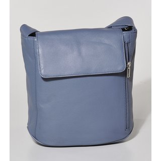 TASCHE F&auml;cher taubenblau, Rindsleder