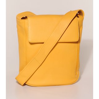 TASCHE F&auml;cher, gelb, Rindsleder