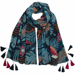 Schal mit Dschungelmotiv 180x100cm, Bio-Baumwolle
