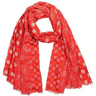 Schal Blumen-Mix 180x100cm, rot, Bio-Baumwolle
