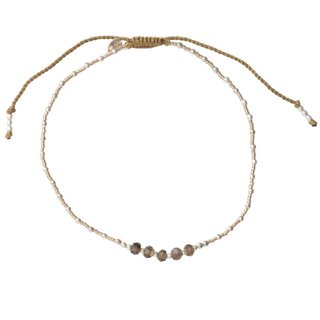 Confetti Rauchquarz Silber Fu&szlig;kettchen