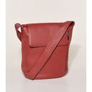 TASCHE F&auml;cher dunkelrot, Rindsleder, H29x27cm