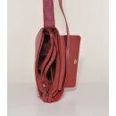 TASCHE F&auml;cher dunkelrot, Rindsleder, H29x27cm