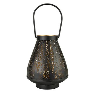 Laterne 13x16cm BRANCHES bauchig schwarz, Eisenblech