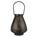 Laterne 13x16cm BRANCHES bauchig schwarz, Eisenblech