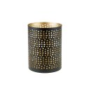 Windlicht 8x10cm PUNCH schwarz-gold, Eisenblech