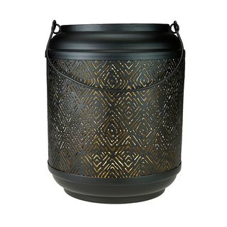 Laterne 19x24cm RHOMB schwarz-gold, Eisenblech