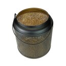 Laterne 19x24cm RHOMB schwarz-gold, Eisenblech