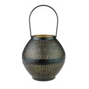 Laterne 14cm PUNCH rund schwarz-gold, Eisenblech
