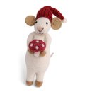 Maus wei&szlig; mit Pilz, 12 cm