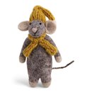 Maus grau mit Schal, 12 cm
