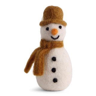 Schneemann mit Hut goldbraun, 10 cm