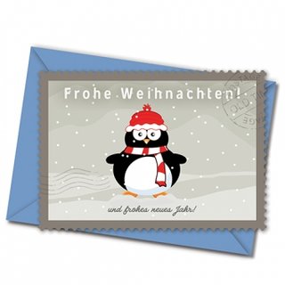 Postkarte mit Umschlag - Frierender Pinguin