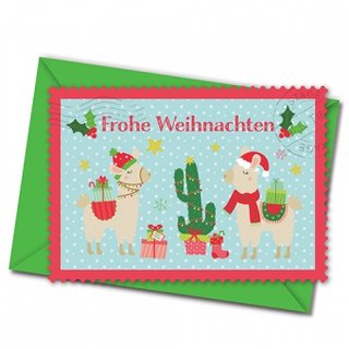 Postkarte mit Umschlag - Xmas Llama
