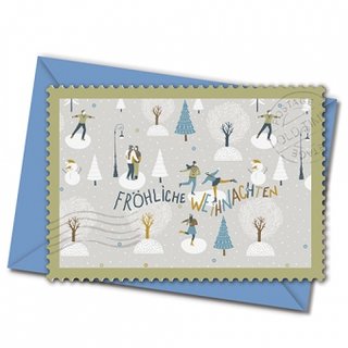 Postkarte mit Umschlag - Schlittschuh