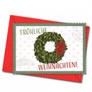 Postkarte mit Umschlag - Kranz mit Weihnachtssternen
