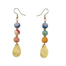 Ohrh&auml;nger Kantha SPADE, bunt, Textil mit Messing