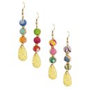 Ohrh&auml;nger Kantha SPADE, bunt, Textil mit Messing