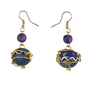 Ohrh&auml;nger Kantha LIFE II, bunt, Textil mit Messing