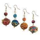 Ohrh&auml;nger Kantha LIFE II, bunt, Textil mit Messing